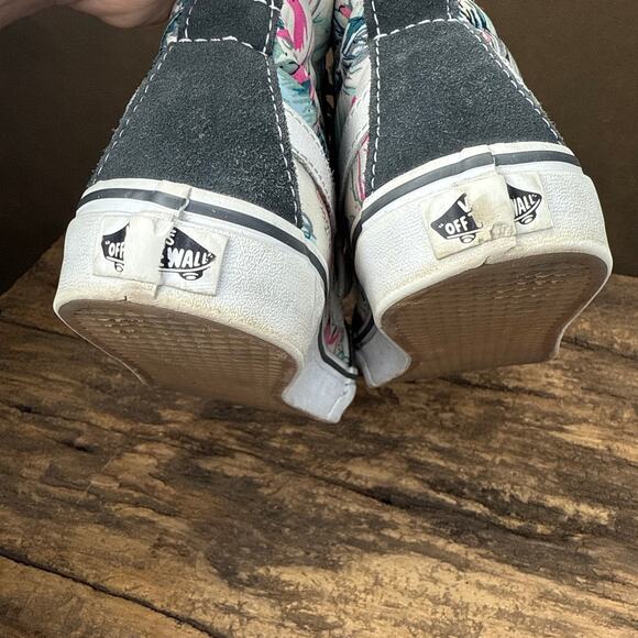 Vans Sk8-Hi Floral Canvas High Top Sneakers Womens 8 Tropical Print Suede Accent - Picture 10 of 12